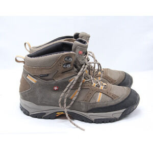 Wenger Swiss Hiking Boots Mens Size 12 Brown Leather Trail Waterproof Vibram